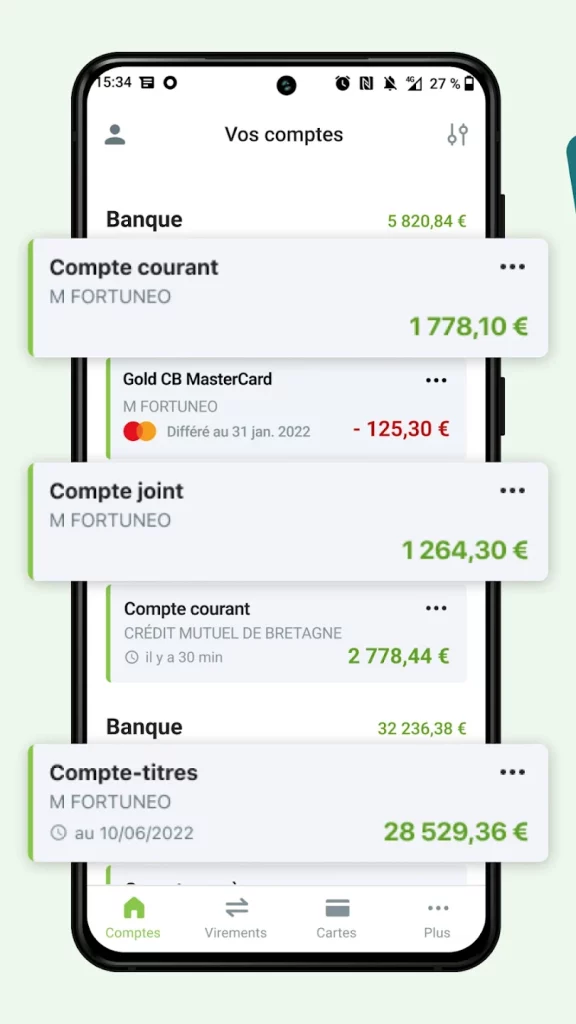 application fortuneo - comptes bancaires